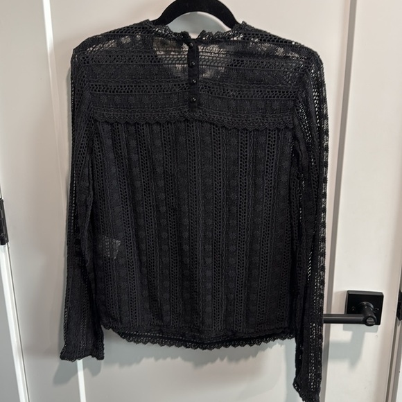 Sezane Black Lace Madeleine Ruffle Blouse - Picture 6 of 14